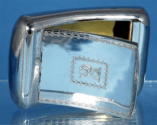 A George III silver concave snuff box, by Samuel Pemberton, Length 100mm. Weight 3.3oz/104grms